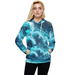 Thunderstorm Tsunami Tidal Wave Ocean Waves Sea Women s Lightweight Drawstring Hoodie