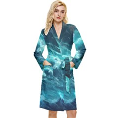 Thunderstorm Tsunami Tidal Wave Ocean Waves Sea Long Sleeve Velvet Robe