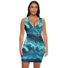 Thunderstorm Tsunami Tidal Wave Ocean Waves Sea Draped Bodycon Dress