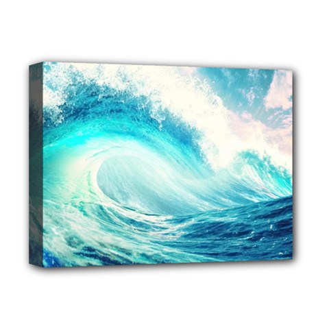 Tsunami Waves Ocean Sea Nautical Nature Water 8 Deluxe Canvas 16  X 12  (stretched) 