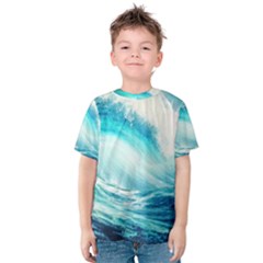 Tsunami Waves Ocean Sea Nautical Nature Water 8 Kids  Cotton Tee