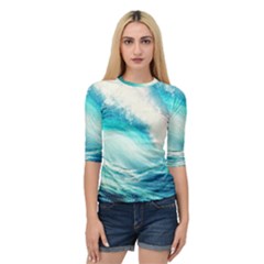 Tsunami Waves Ocean Sea Nautical Nature Water 8 Quarter Sleeve Raglan Tee