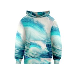 Tsunami Waves Ocean Sea Nautical Nature Water 8 Kids  Pullover Hoodie