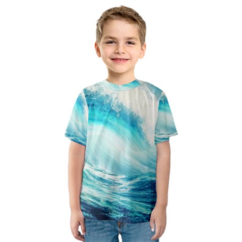 Tsunami Waves Ocean Sea Nautical Nature Water 8 Kids  Sport Mesh Tee by Jancukart