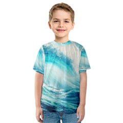 Tsunami Waves Ocean Sea Nautical Nature Water 8 Kids  Sport Mesh Tee