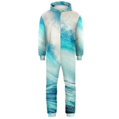 Tsunami Waves Ocean Sea Nautical Nature Water 8 Hooded Jumpsuit (men)