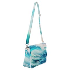 Tsunami Waves Ocean Sea Nautical Nature Water 8 Shoulder Bag With Back Zipper by Jancukart