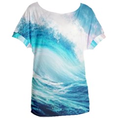 Tsunami Waves Ocean Sea Nautical Nature Water 8 Women s Oversized Tee by Jancukart