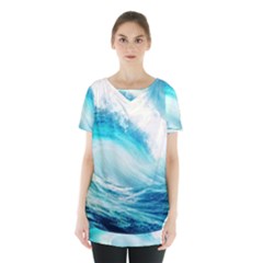 Tsunami Waves Ocean Sea Nautical Nature Water 8 Skirt Hem Sports Top by Jancukart