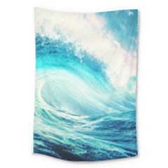 Tsunami Waves Ocean Sea Nautical Nature Water 8 Large Tapestry