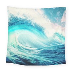 Tsunami Waves Ocean Sea Nautical Nature Water 8 Square Tapestry (large)