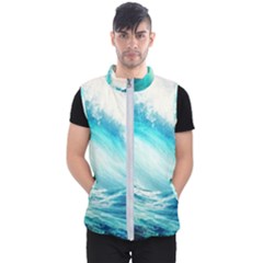 Tsunami Waves Ocean Sea Nautical Nature Water 8 Men s Puffer Vest