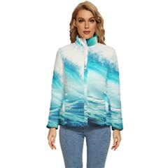 Tsunami Waves Ocean Sea Nautical Nature Water 8 Women s Puffer Bubble Jacket Coat by Jancukart