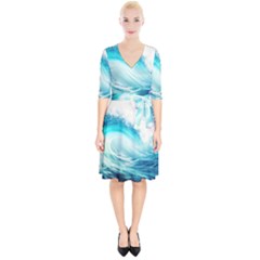 Tsunami Waves Ocean Sea Nautical Nature Water 8 Wrap Up Cocktail Dress by Jancukart