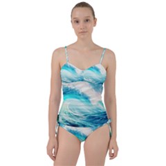 Tsunami Waves Ocean Sea Nautical Nature Water 8 Sweetheart Tankini Set by Jancukart