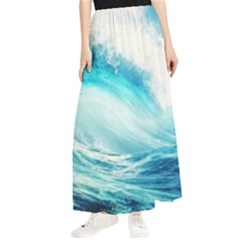 Tsunami Waves Ocean Sea Nautical Nature Water 8 Maxi Chiffon Skirt by Jancukart