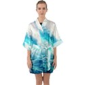 Tsunami Waves Ocean Sea Nautical Nature Water 8 Half Sleeve Satin Kimono  View1