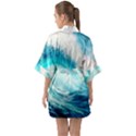 Tsunami Waves Ocean Sea Nautical Nature Water 8 Half Sleeve Satin Kimono  View2