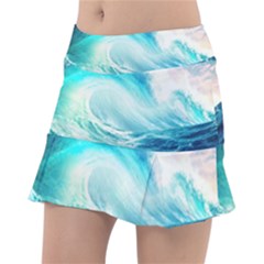 Tsunami Waves Ocean Sea Nautical Nature Water 8 Classic Tennis Skirt