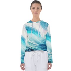 Tsunami Waves Ocean Sea Nautical Nature Water 8 Women s Slouchy Sweat