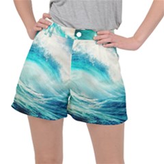 Tsunami Waves Ocean Sea Nautical Nature Water 8 Women s Ripstop Shorts by Jancukart