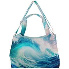 Tsunami Waves Ocean Sea Nautical Nature Water 8 Double Compartment Shoulder Bag by Jancukart