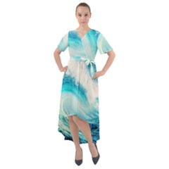 Tsunami Waves Ocean Sea Nautical Nature Water 8 Front Wrap High Low Dress