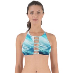 Tsunami Waves Ocean Sea Nautical Nature Water 8 Perfectly Cut Out Bikini Top