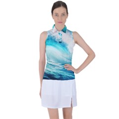 Tsunami Waves Ocean Sea Nautical Nature Water 8 Women s Sleeveless Polo Tee by Jancukart