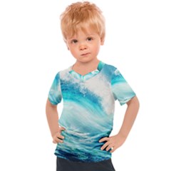 Tsunami Waves Ocean Sea Nautical Nature Water 8 Kids  Sports Tee