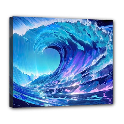 Tsunami Tidal Wave Ocean Waves Sea Nature Water 2 Deluxe Canvas 24  X 20  (stretched)