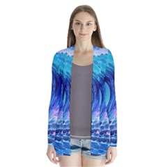 Tsunami Tidal Wave Ocean Waves Sea Nature Water 2 Drape Collar Cardigan by Jancukart