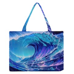 Tsunami Tidal Wave Ocean Waves Sea Nature Water 2 Zipper Medium Tote Bag