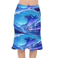 Tsunami Tidal Wave Ocean Waves Sea Nature Water 2 Short Mermaid Skirt