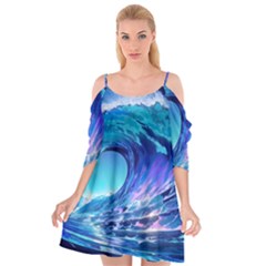 Tsunami Tidal Wave Ocean Waves Sea Nature Water 2 Cutout Spaghetti Strap Chiffon Dress by Jancukart