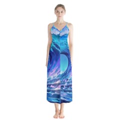 Tsunami Tidal Wave Ocean Waves Sea Nature Water 2 Button Up Chiffon Maxi Dress