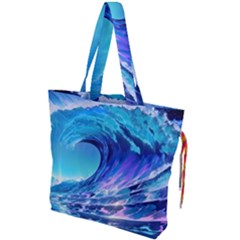 Tsunami Tidal Wave Ocean Waves Sea Nature Water 2 Drawstring Tote Bag by Jancukart