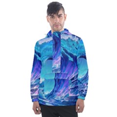 Tsunami Tidal Wave Ocean Waves Sea Nature Water 2 Men s Front Pocket Pullover Windbreaker