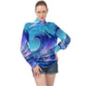 Tsunami Tidal Wave Ocean Waves Sea Nature Water 2 High Neck Long Sleeve Chiffon Top View1