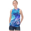 Tsunami Tidal Wave Ocean Waves Sea Nature Water 2 High Neck Satin Top View1