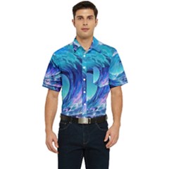 Tsunami Tidal Wave Ocean Waves Sea Nature Water 2 Men s Short Sleeve Pocket Shirt 