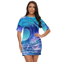 Tsunami Tidal Wave Ocean Waves Sea Nature Water 2 Just Threw It On Dress by Jancukart