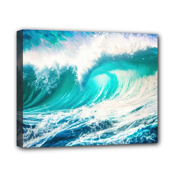 Tsunami Waves Ocean Sea Nautical Nature Water Blue Nature Canvas 10  x 8  (Stretched)