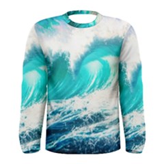 Tsunami Waves Ocean Sea Nautical Nature Water Blue Nature Men s Long Sleeve Tee