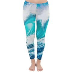 Tsunami Waves Ocean Sea Nautical Nature Water Blue Nature Classic Winter Leggings