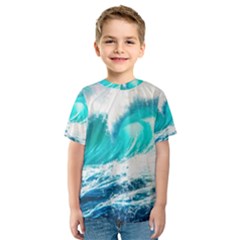 Tsunami Waves Ocean Sea Nautical Nature Water Blue Nature Kids  Sport Mesh Tee