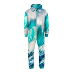 Tsunami Waves Ocean Sea Nautical Nature Water Blue Nature Hooded Jumpsuit (kids)