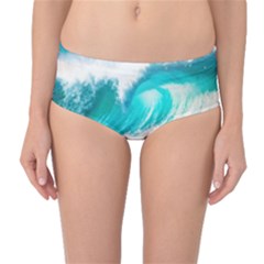 Tsunami Waves Ocean Sea Nautical Nature Water Blue Nature Mid-waist Bikini Bottoms