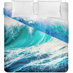 Tsunami Waves Ocean Sea Nautical Nature Water Blue Nature Duvet Cover Double Side (king Size) by Jancukart