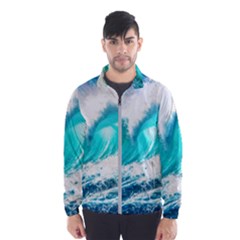 Tsunami Waves Ocean Sea Nautical Nature Water Blue Nature Men s Windbreaker